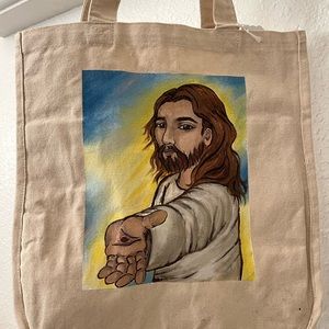 Hand of Resurrected Jesus tote bag